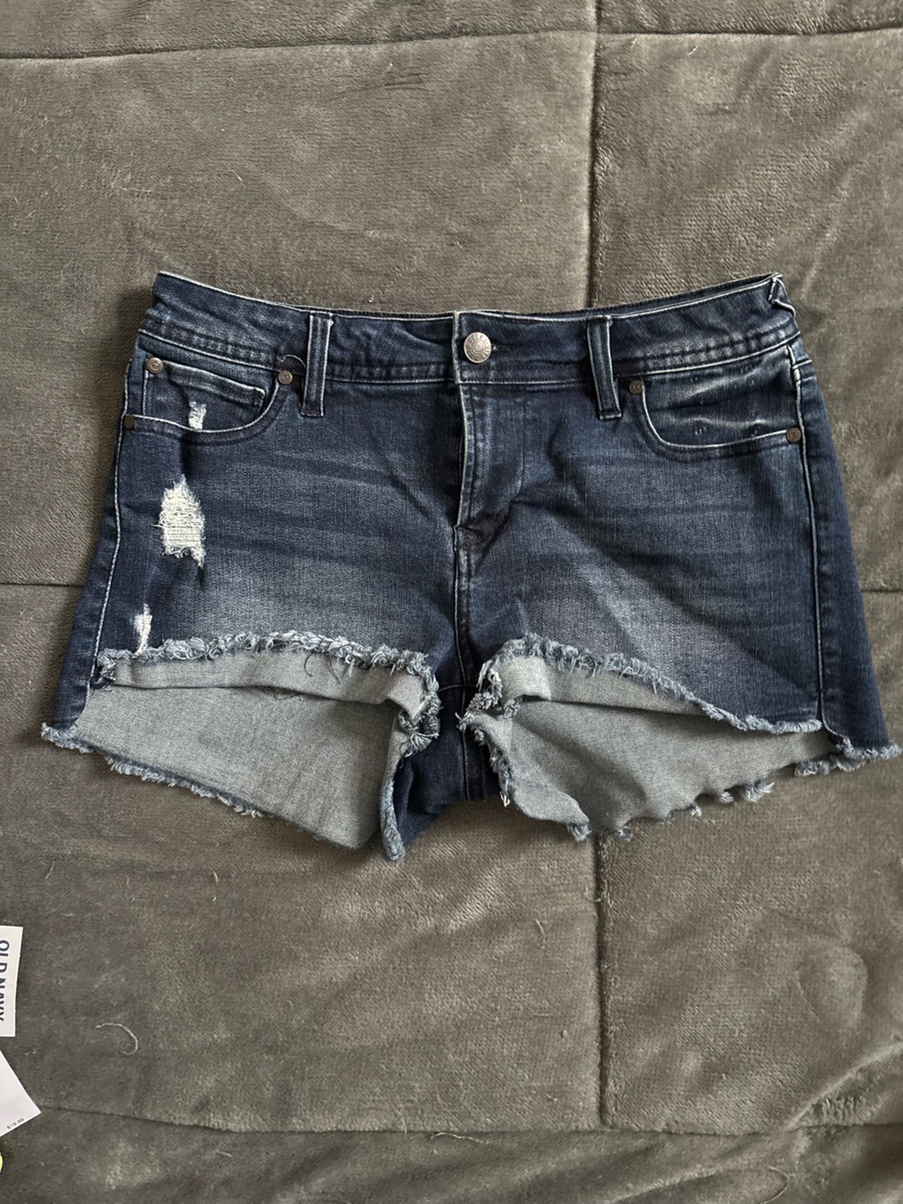 Celebrity Pink Dark Blue Distressed Denim Cutoff Shorts